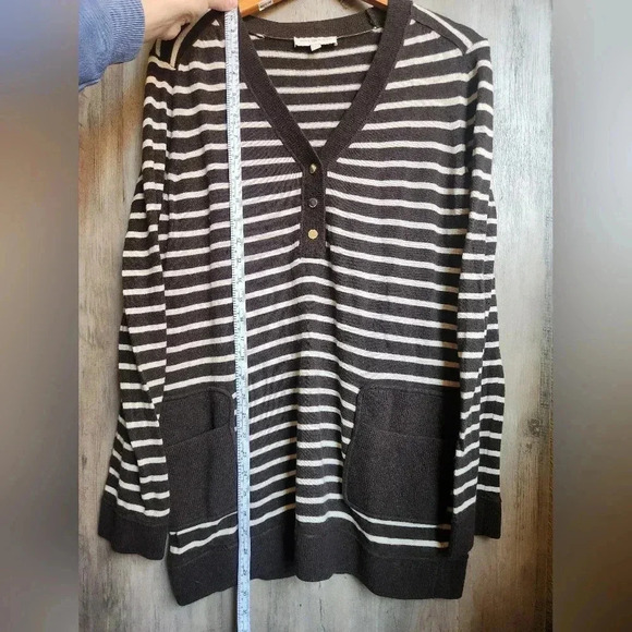 Tory Burch Women's Felicia Tunic Striped Wool Cashmere Blend Sweater LG - Picture 9 of 12